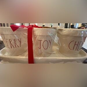 Rae Dunn Holiday Planter Trio - Red and Cream